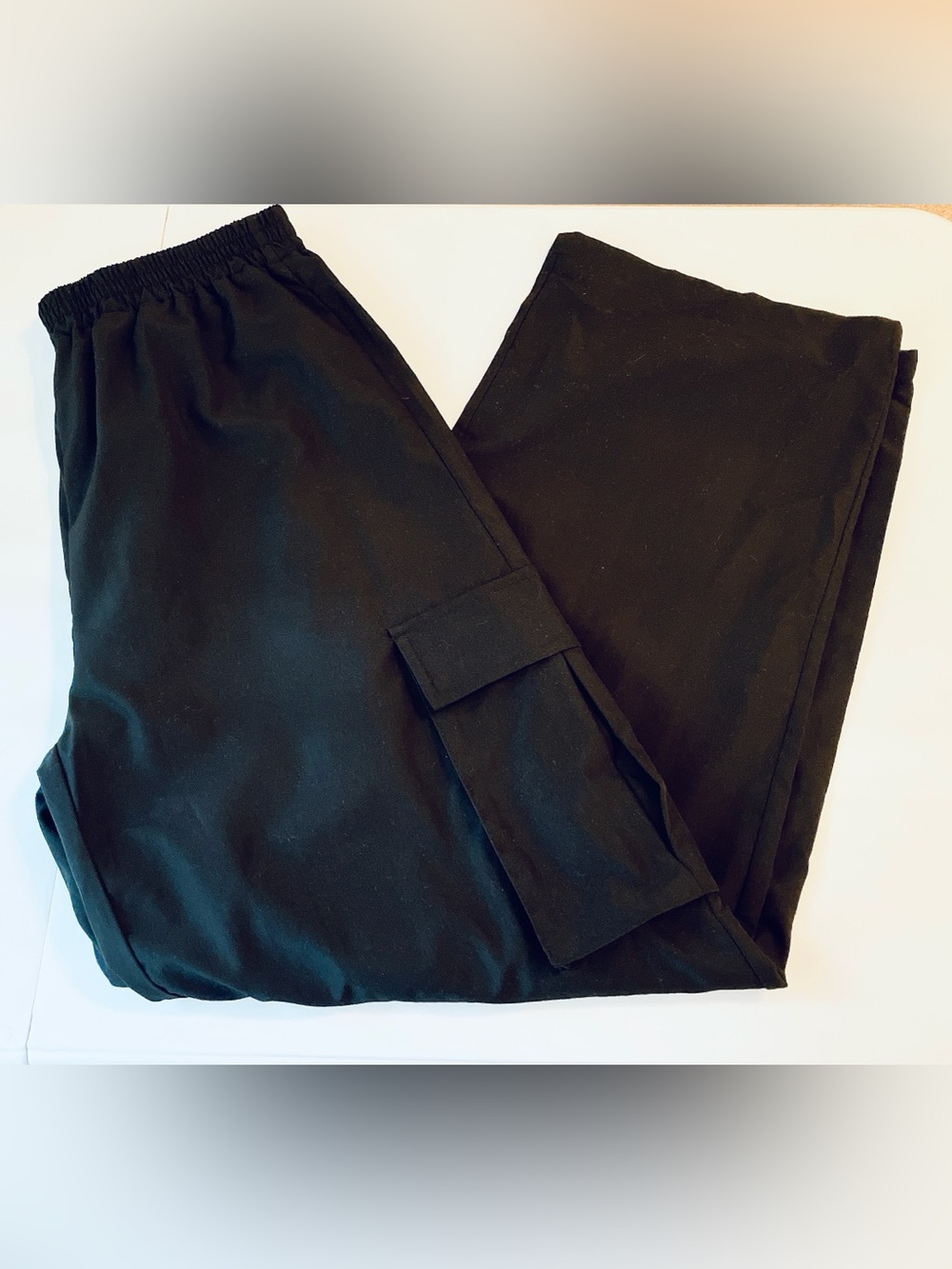 SHEIN Wide-Leg High-Rise Pull-on Cargo Pants Black Lightweight Large - Picture 9 of 9